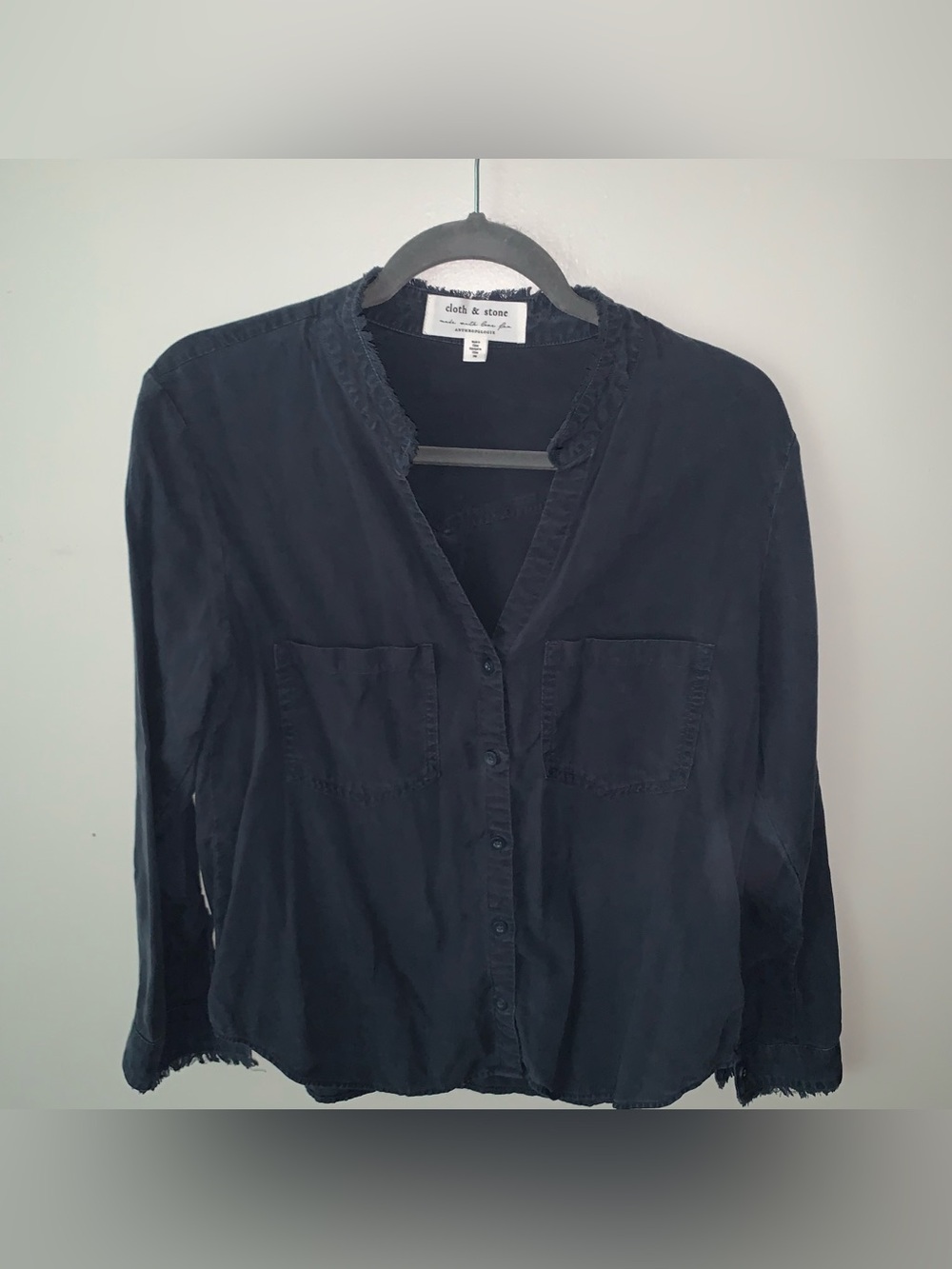 Anthropologie navy long sleeve button-front tee